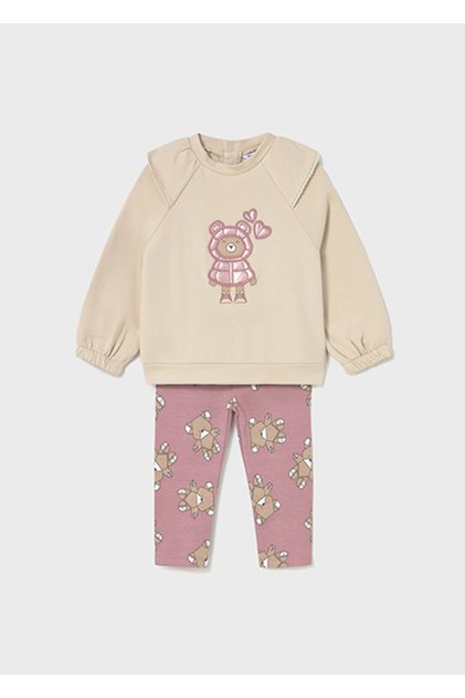 Baby Girl Teddy Bear Patterned 2-Piece Leggings Set