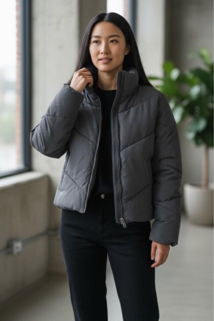 15308639 Onlmaggi Blackened Pearl Puffer Women's Winter Coat