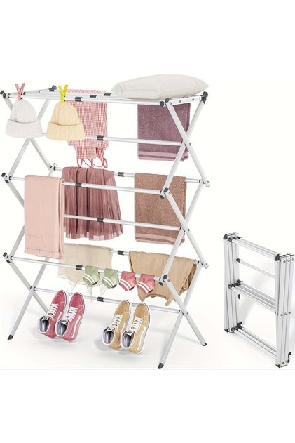 3-Tier Expandable Foldable Metal Clothes Drying Rack (Indoor/Outdoor)