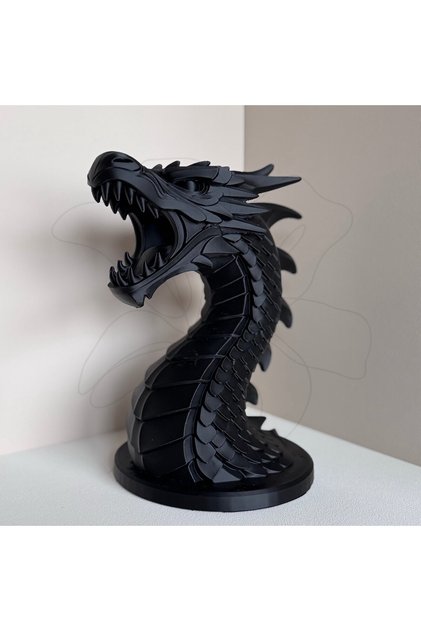 Ejderha Alevi Masa Lambası Siyah – 3D Print Özel Tasarım