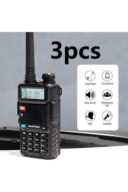 3pcs UV-5R Walkie Talkies, Two-Way Radios, Dual Band, Handheld Transceiver,LED Light