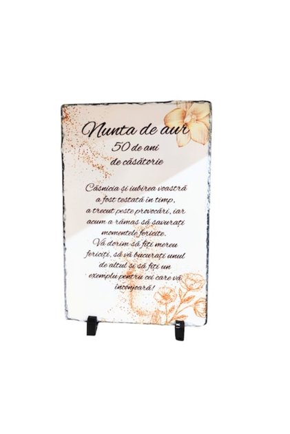 Decorațiune din ardezie cu mesaj pentru nunta de aur, aniversare de 50 de ani, 20x30 cm
