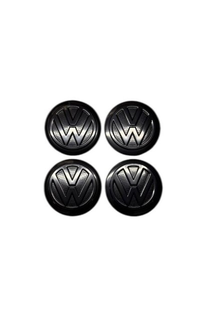 Σετ 4 αυτοκόλλητων μεταλλικών σημάτων VW 56 χιλιοστών, μαύρα