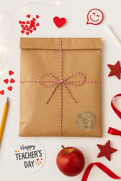 Orta Boy 22x35 Öğretmenler Günü Hazır Hediye Paketi (Paket+İp+Etiket) (Sadece Set Gönderilir)