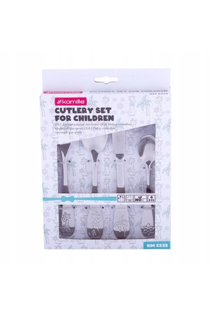 Set tacamuri pentru copii KM-5335, inox, 4 piese, in cutie cadou