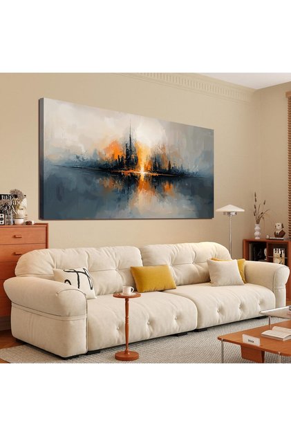 ALAYRA Black City Abstract Wall Art Modern Urban PosterPainting (60x120 cm)