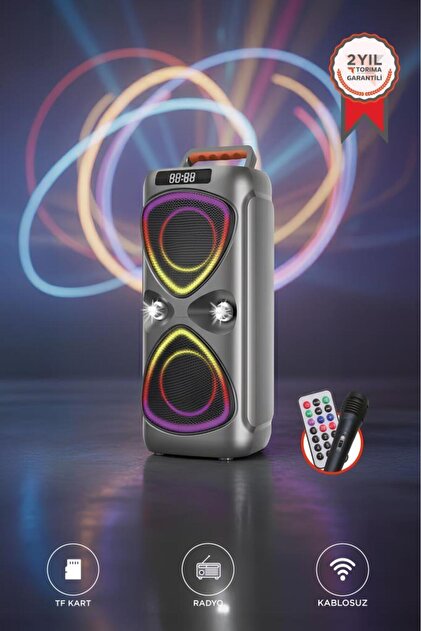 Torima Bluetooh Hoparlör Mikrofonlu Led Işıklı Parti Speaker D78