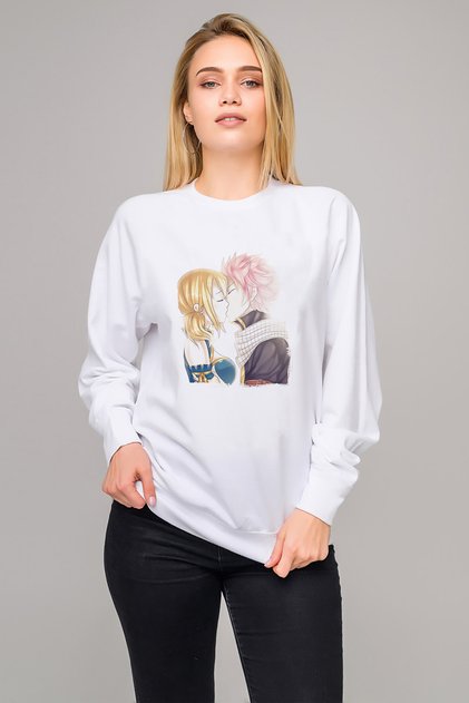 Anime Fairy Tail Glass Guild Emblem Printed White Women's Knitted Sweatshirt Long Sleeve