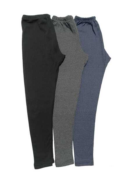 3-Piece Winter Underwear Tights Set Fleece-Lined 3 Pieces Black-Grey-Navy Blue