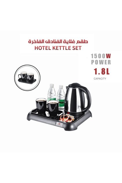 غلاية كهربائية ١٥٠٠ واط، سعة ١.٨ لتر، للاستخدام المنزلي والفنادق، مع كوبين سيراميك (NH-37925)