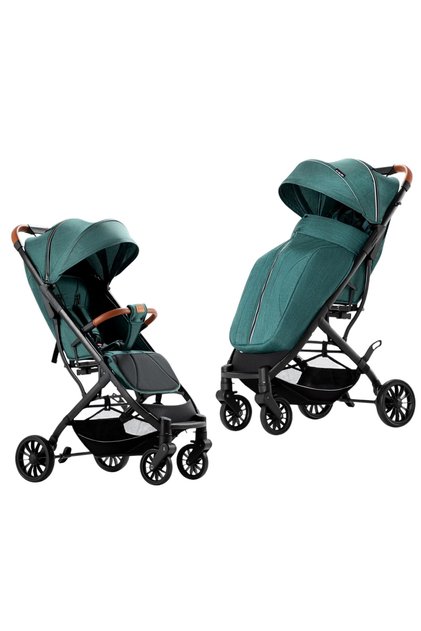 Cărucior sport S1 Verde, cu husă pentru picioare, pliere rapidă, 6-36 luni