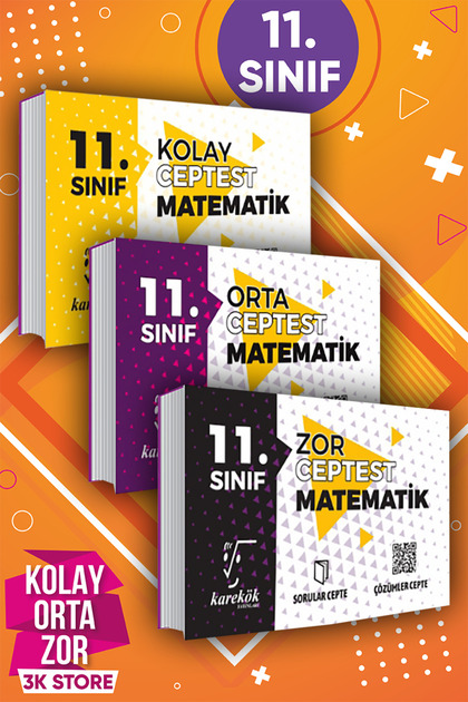 Karekök Yayınları 11.Sınıf Matematik Cep Test Seti 3lü Kolay Orta