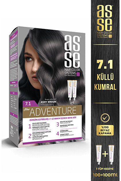 スモーキー　超高品質　バイーア　透明感　最高品質 asse Adventure Set Saç Boyası No:7.1 Küllü Kumral - Fiyatı, Yorumları