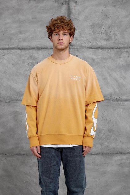 Men's Sweatshirt Kolu Alev Orange Oversize Printed