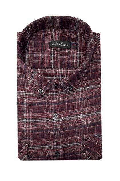 Plus Size Double Pocket Classic Winter Cashmere Shirt - 7462