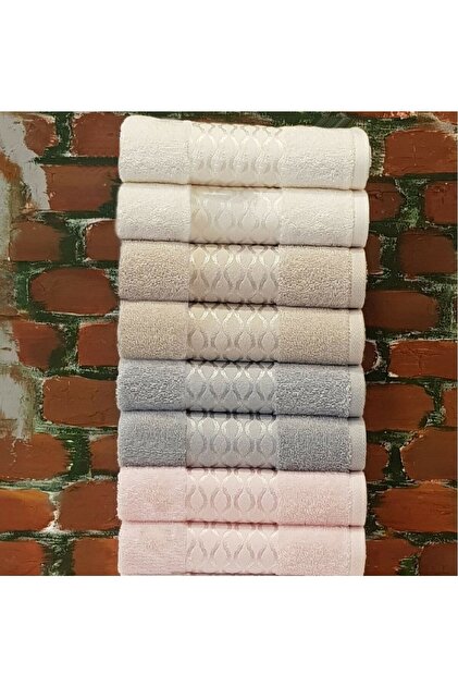 Elissa 8 Pieces of Towels - Pink, Cream Stone and Grey