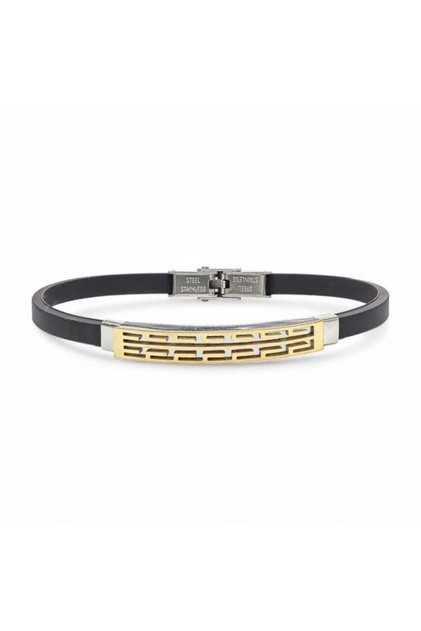 Men's Patterned Silicone Cord Steel Bracelet