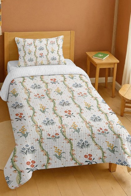 100% Cotton English Wildflowers Patterned Single Pique Set