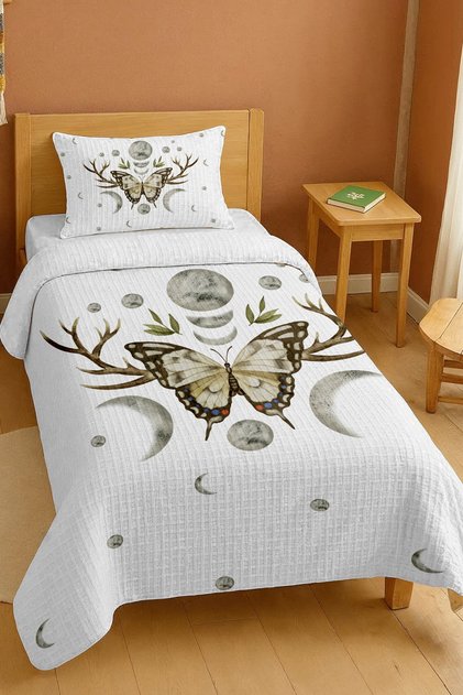 100% Cotton Bohemian Moon Butterfly Patterned Single Pike Set