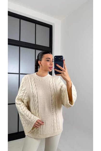 Ecru Hair Braided Pinterest Sweater Gaus-00711