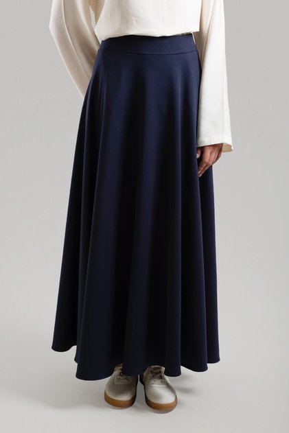 Elastic Flared Skirt - Navy Blue