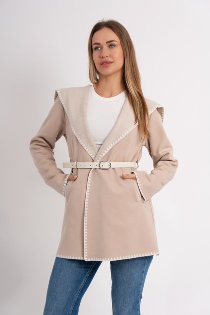 Details of the Sewing, Belt, Inner Wool, Pocket, Hood Hooded