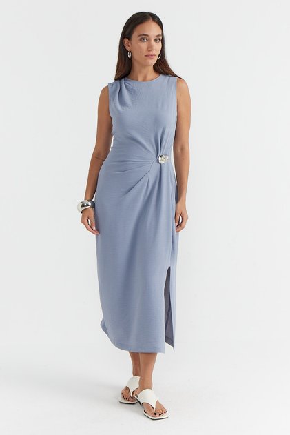 Women's Waist Pleated Detailed Dress