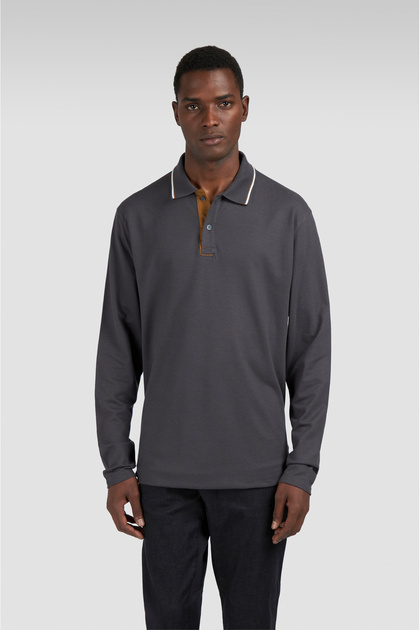Men's Woven Cotton Lyocell Polo Shirt