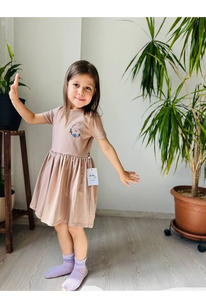 Angel Pattern Embroidered Girl's Dress