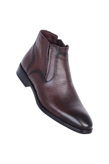 138 Brown Zigana Men's 100% Leather Fur Boots