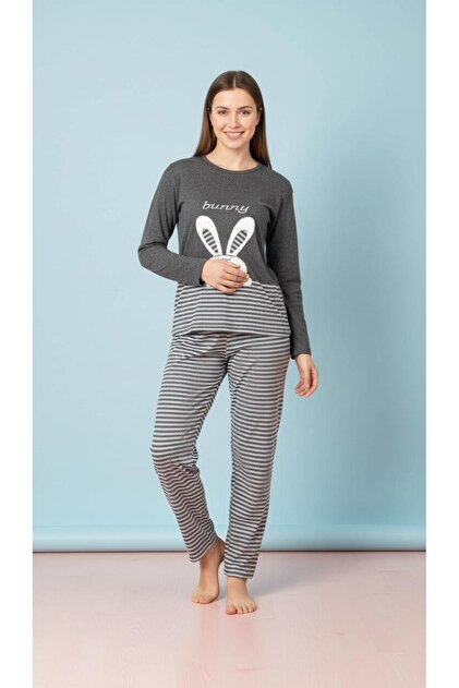 DAMEN-PYJAMA-SET AUS BAUMWOLLE, INTERLOCK-STOFF