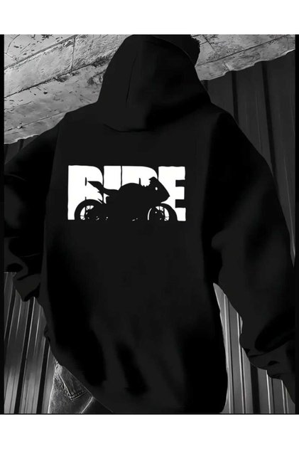 Motorcycle Silhouette Printed Hoodie