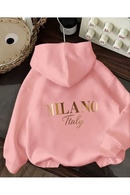 Hanorac oversize cu inscripție „Milano”