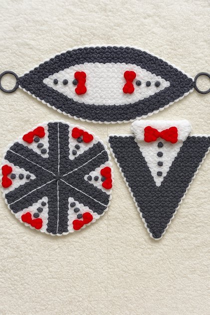 Set of 3 Hand-Knitted Dowry Linen Sets