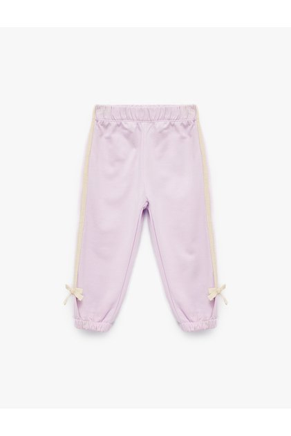 Cotton Elastic Waist Bow Detailed Hooded Jogger Sweatpants