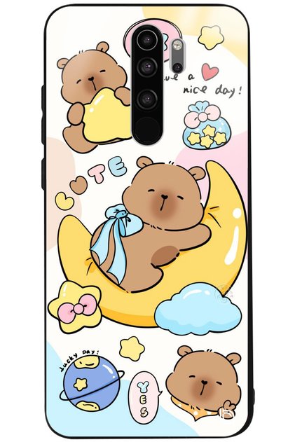 Xiaomi Redmi Note 8 Pro Camera Protected Premium Capybara Pattern Glossy Phone Case