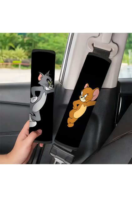 Tom ve Jerry emniyet kemeri aksesuarı set - çiftler için emniyet kemeri omuz koruyucu 2 ADET