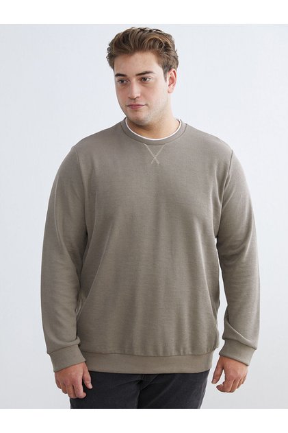 Vizyon New Season Plus Size Crew Neck Men's Sweatshirt