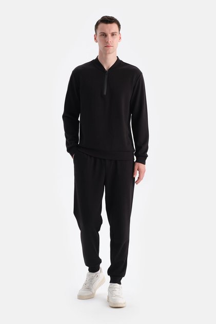 Siyah Jogger Paça Scuba Pantolon