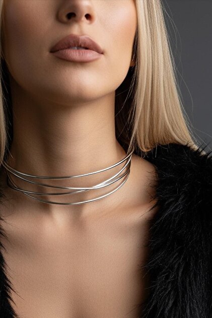 Silver Color Metal Choker Necklace