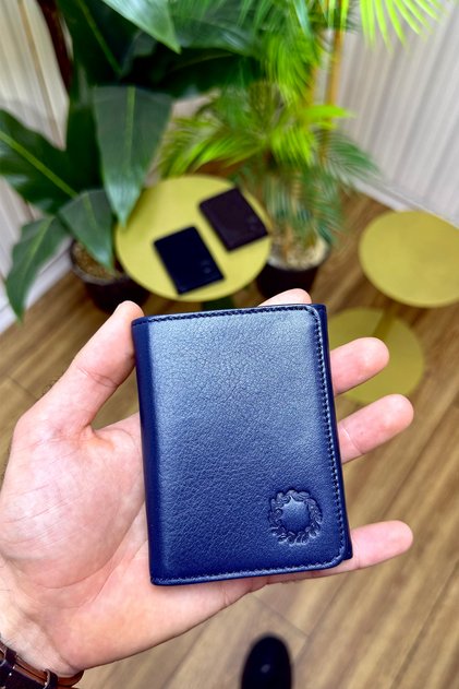 Roco Navy Blue Genuine Leather Magnetic Men's Wallet Small and Convenient