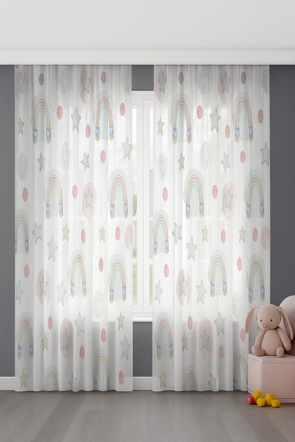 Ballerina Butterfly and Floral Children's Room Tulle Curtain