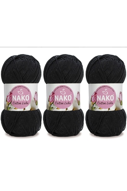 Cotton Lüks El Örgü İpliği 100 Gr 3 ADET Renk No:97568 SİYAH