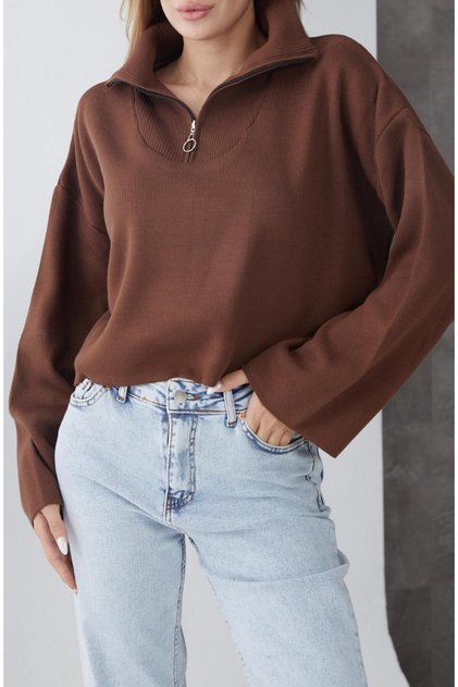Zipped Crop Knitwear Sweater