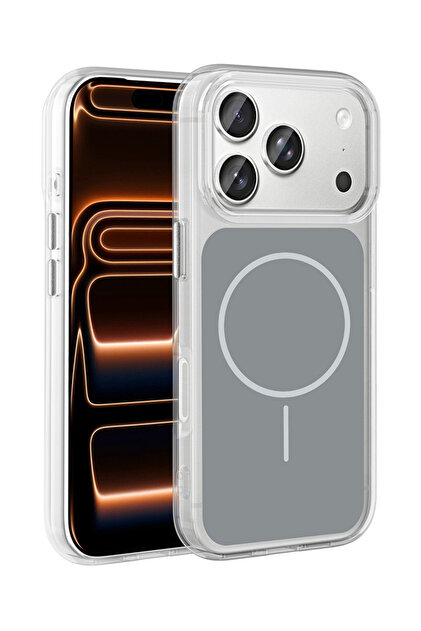 Rivor Apple iPhone 17 Pro Max Şeffaf Sert Silikon Kılıf Metal Tuş