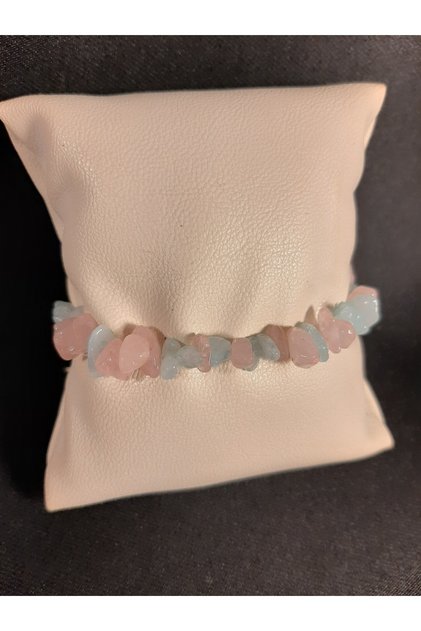 Pastel Blue and Pink Cracked Agate Natural Stone Bracelet