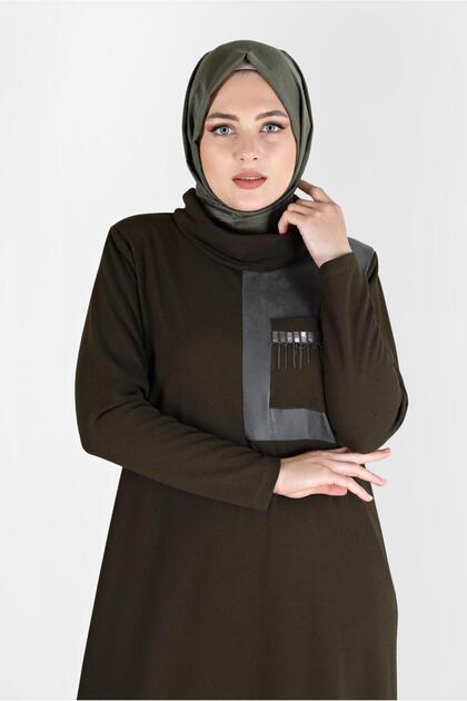 Shawl Collar Dress with Chain Detail 20197