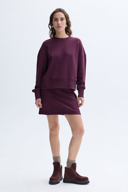 Women's Plum Waist-Tie Mini Skirt