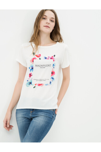 Γυναικείο T-Shirt εκρού 7KAK18228GK