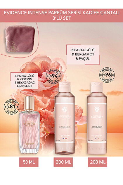 Yves Rocher Evidence Intense Parfüm Serisi Kadife Çantalı 3'lü Set